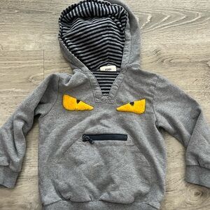 Fendi Gray Hoodie with Yellow Accents